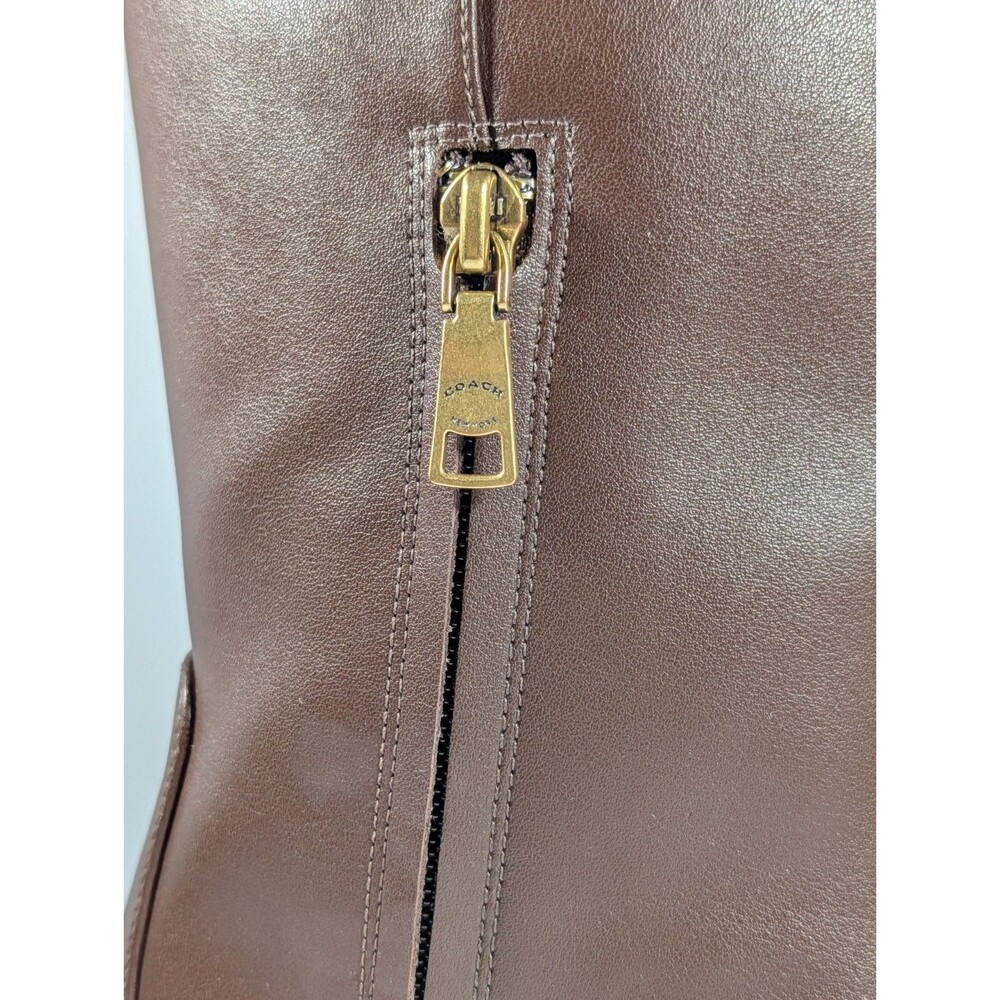 Coach Sculpt C Leather Tall Kitten Heel Boot Maple Brown Size 6.5B NIB - Picture 4 of 15